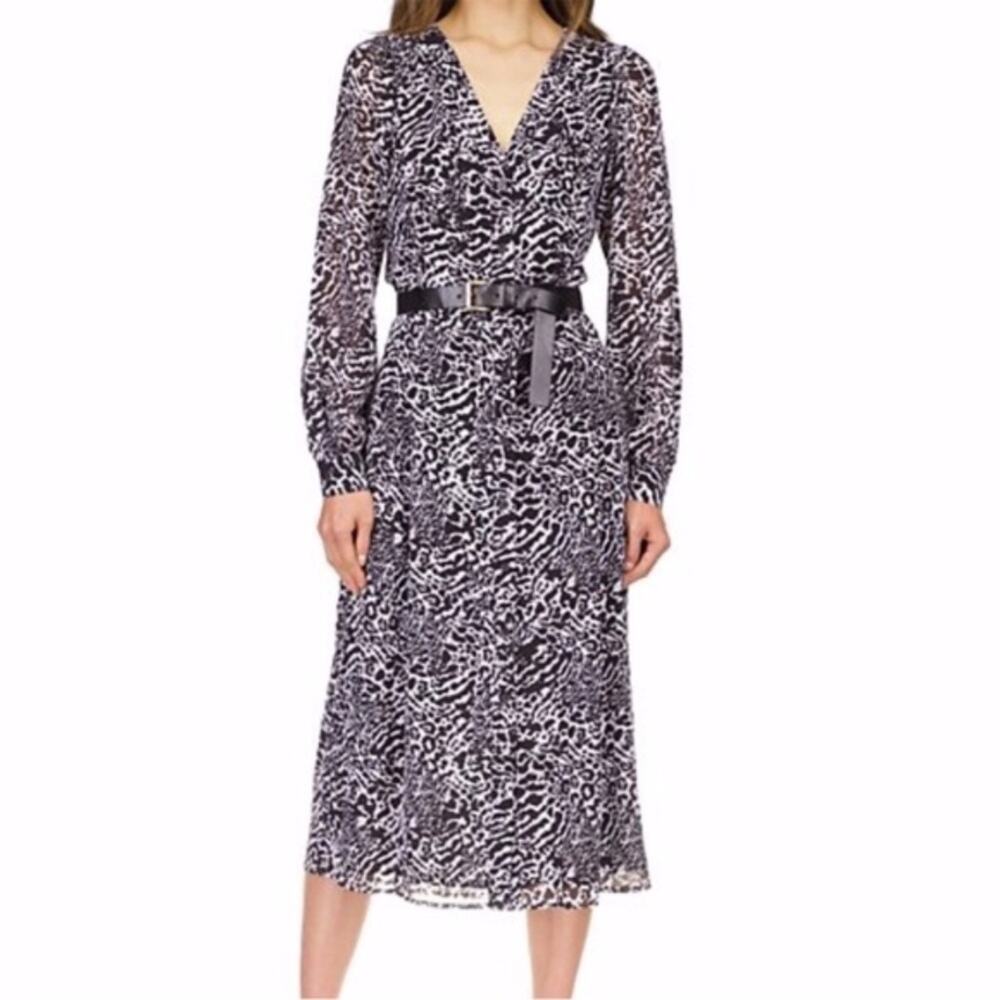 Michael Kors Animal Print Kate Midi dress white black - PS